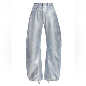 EB Denim Frederic Foil High-Rise Seamed Bow-Leg Jeans 28